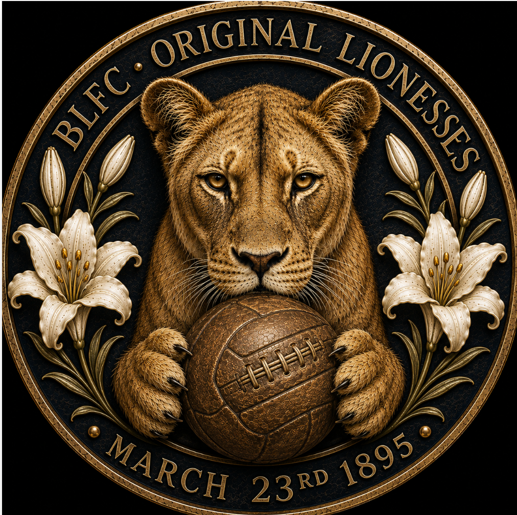 Seal of the British Ladies Football Club — Original Lionesses, March 23rd 1895 — click to hear the Lioness roar