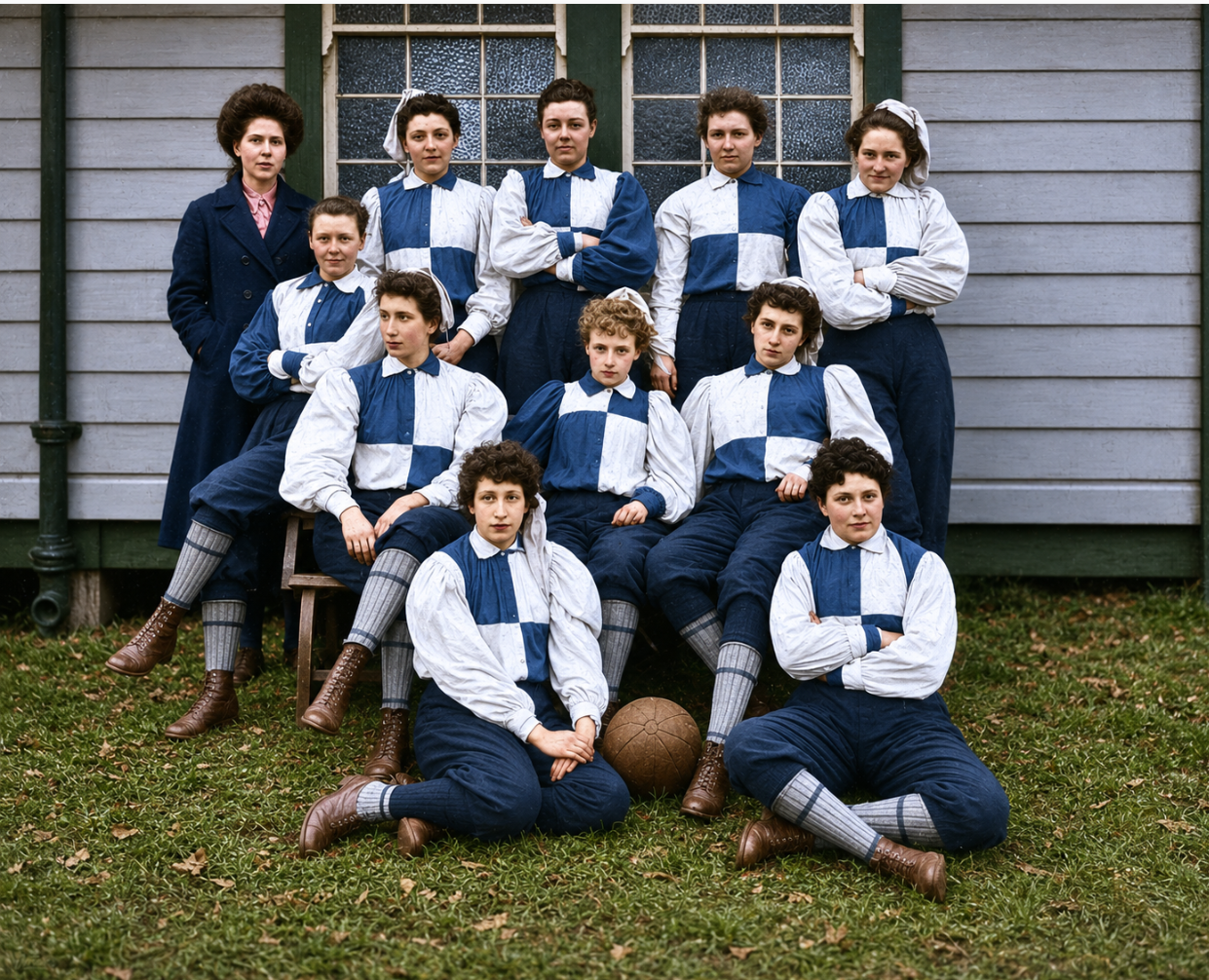 British Ladies Football Club South London Team 1895 Colourised