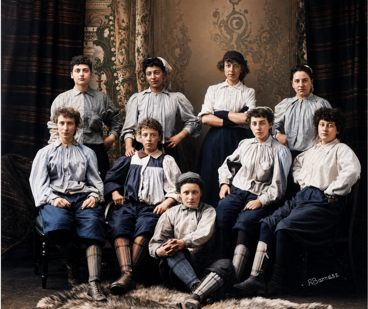 British Ladies Football Club South London Team 1895 Colourised