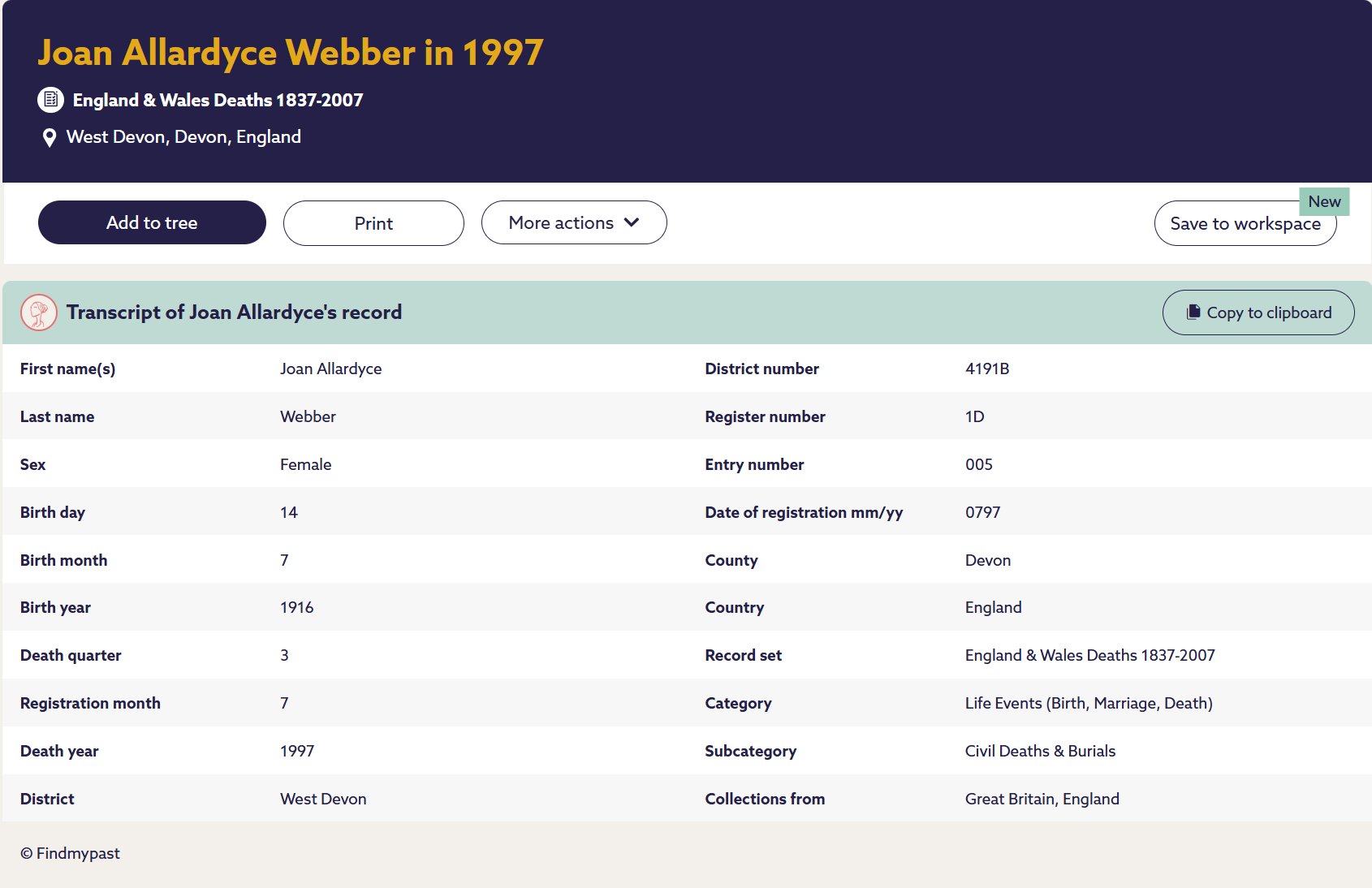 Joan Allardyce Webber (n&eacute;e Lunt)