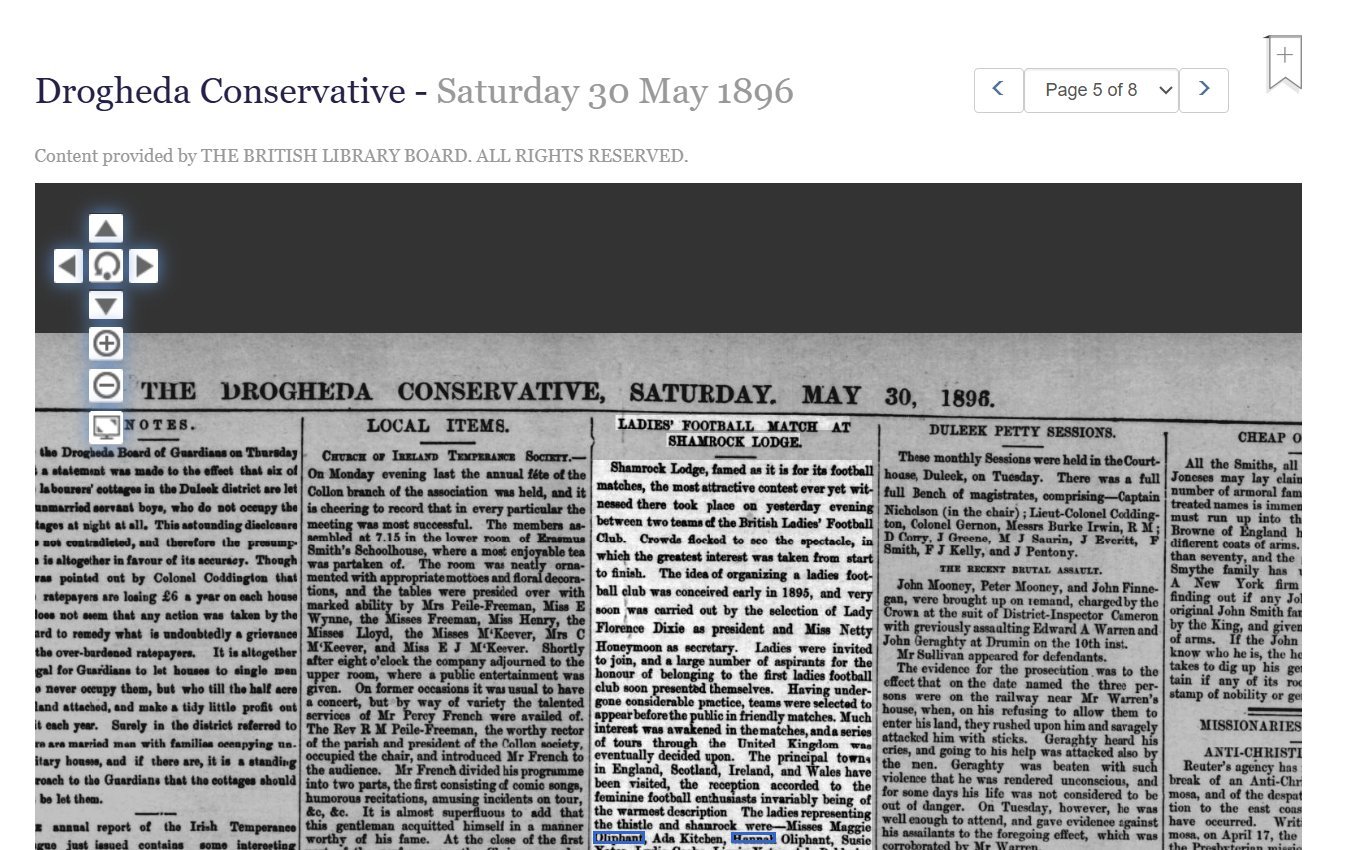 Drogheda Conservative 30 May 1896 Ladies Football Match Shamrock Lodge