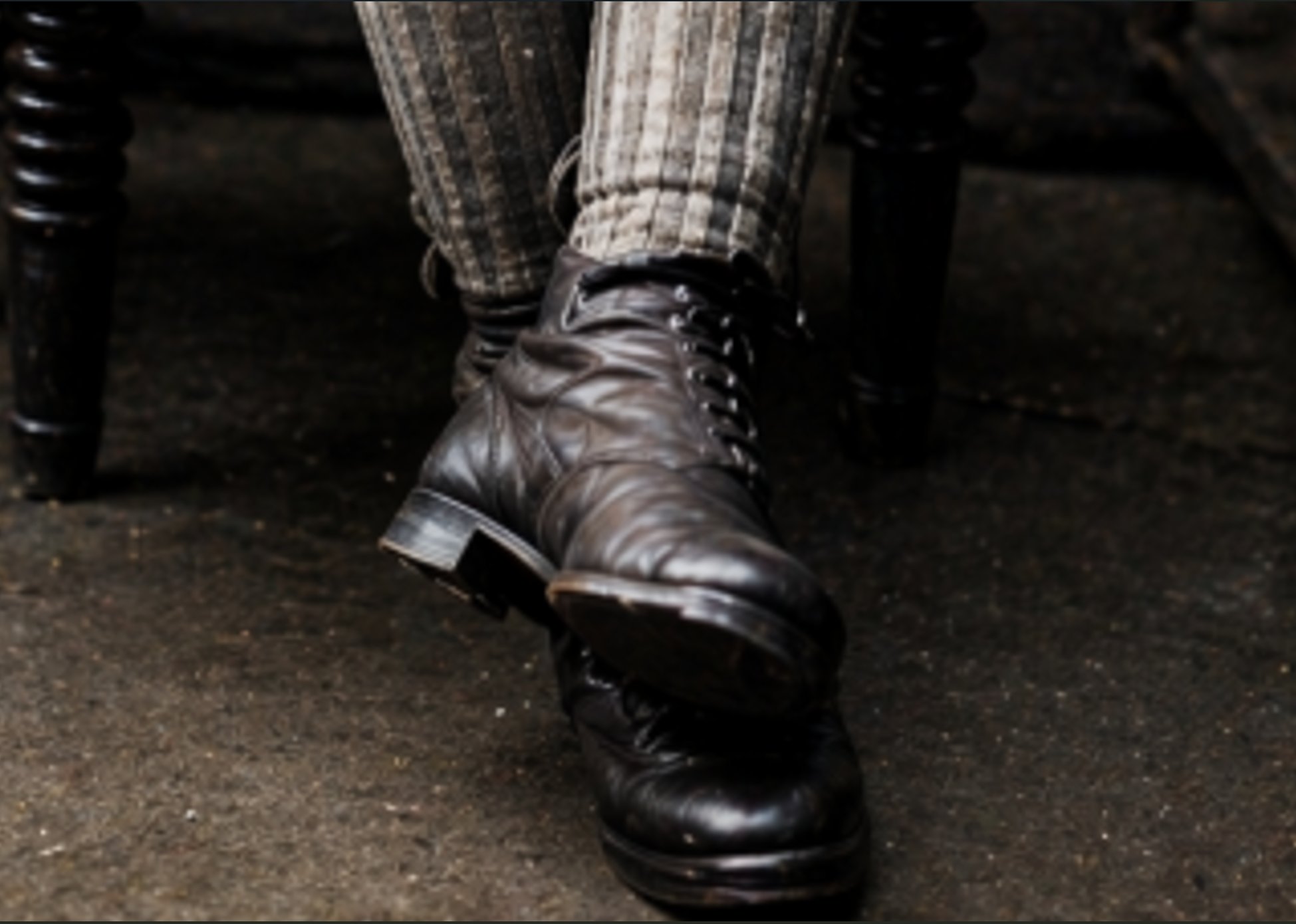 Close detail of Ellen Mary Ann Dunn's boots — British Ladies Football Club 1895