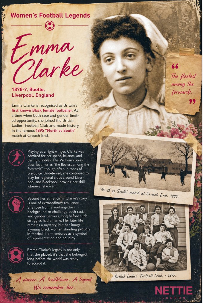 Women's Football Legends — Emma Clarke — Nettie London postcard