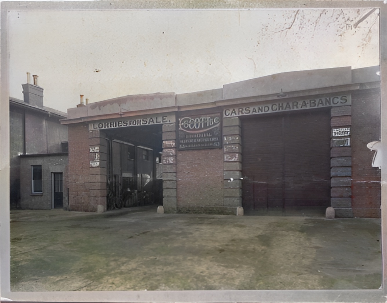 The Escott motor works, 53 Acre Lane, Brixton — 1932 — colourised