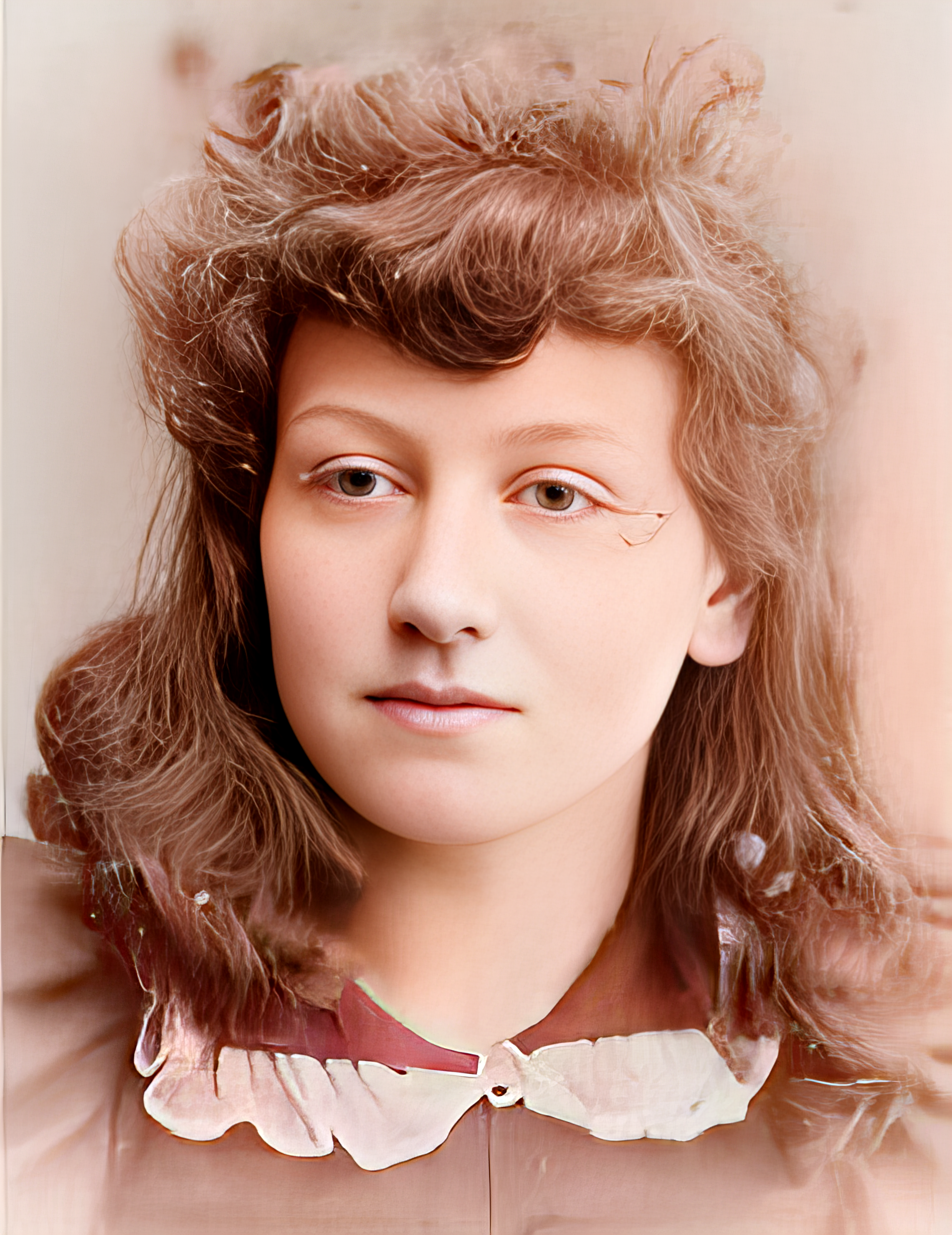 Portrait of Florence Emma Matthew, colourised