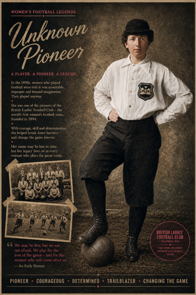 Women's Football Legends — Helen Jane Matthew — British Ladies Football Club 1895 — Nettie London postcard