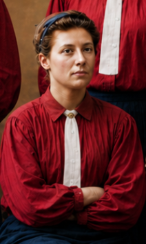 Ellen Richardson — Nellie Gilbert — colourised from the North London team photograph, Newcastle, 1895