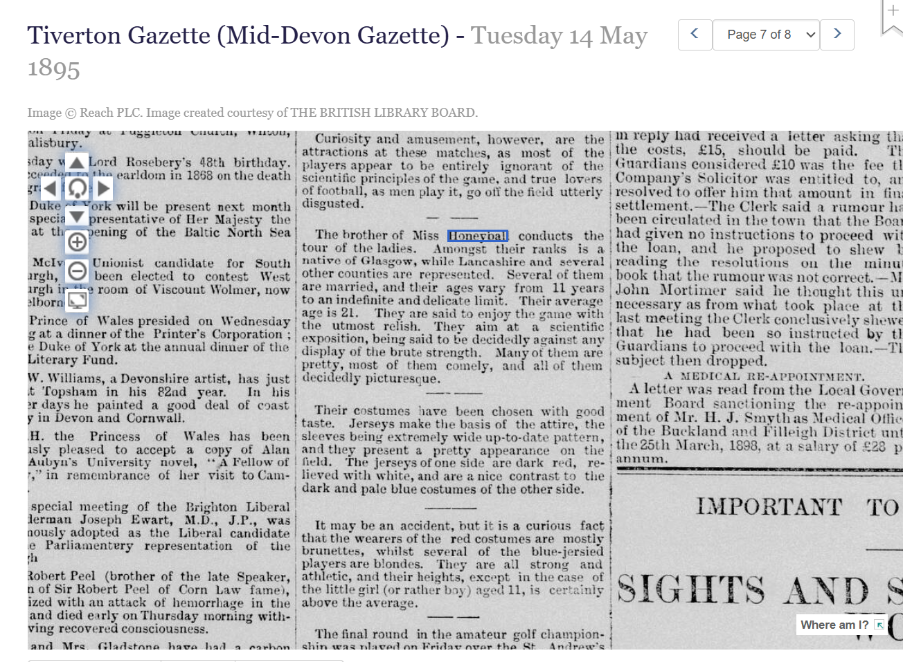 Tiverton Gazette 14 May 1895 BLFC touring report