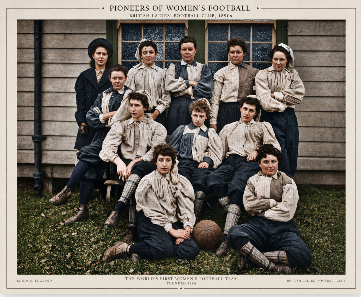 South London Team British Ladies Football Club 1895 — outdoor photograph at Crouch End