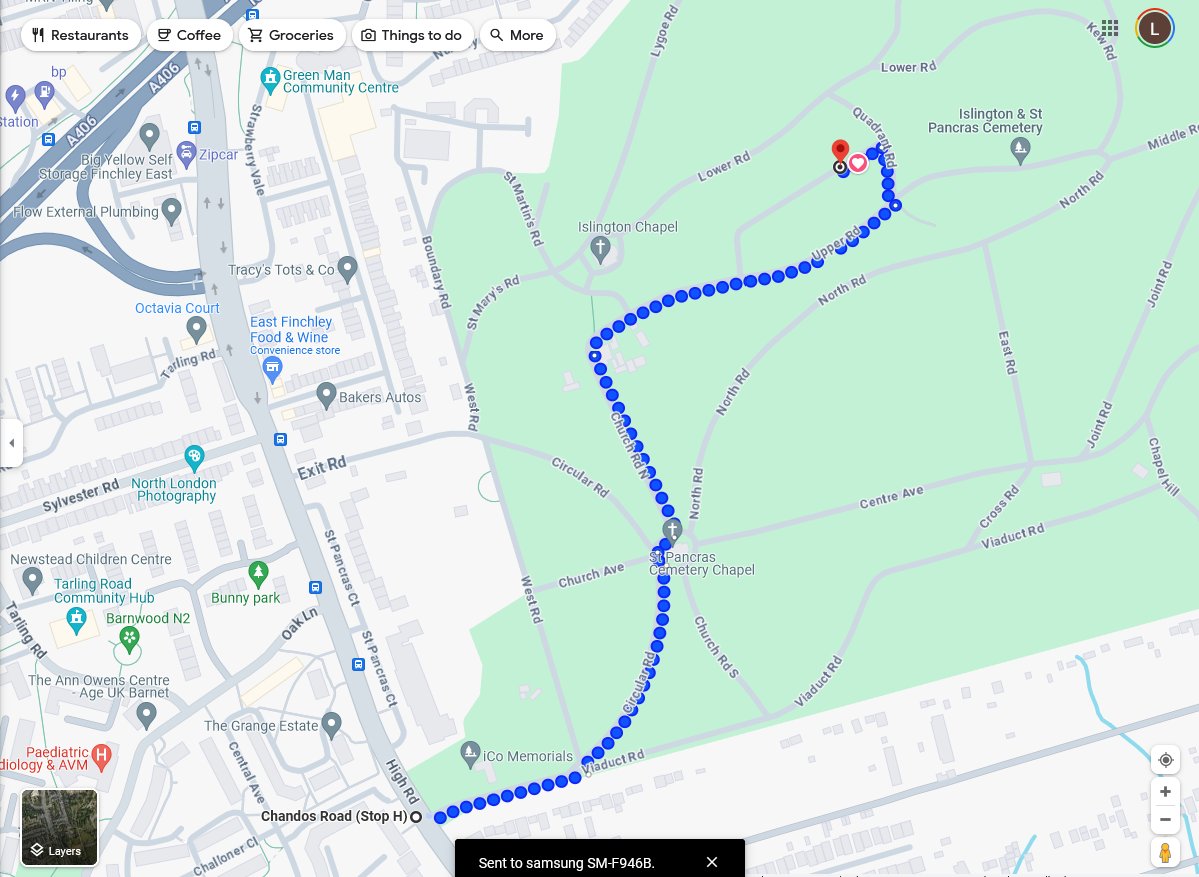 Route to Ellen and George grave Islington Cemetery Finchley